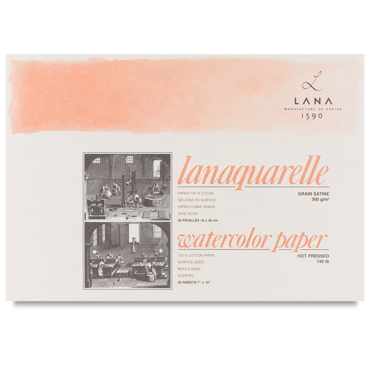 Lanaquarelle Watercolor Block - 7" x 10", Hot Press, 20 Sheets